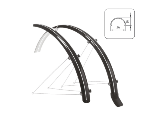 Coppia parafanghi bici 28 36mm. neri