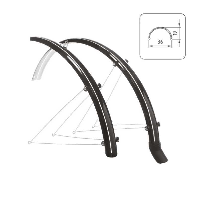 Coppia parafanghi bici 28 36mm. neri