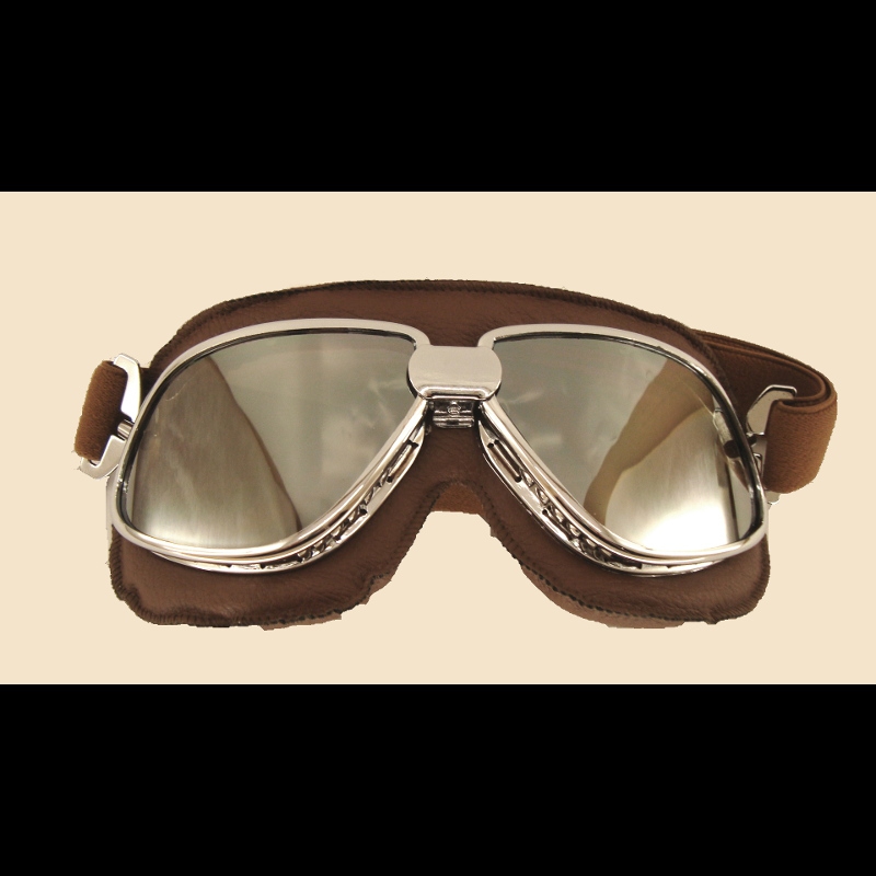 Occhiale moto vintage specchiato ecopel.