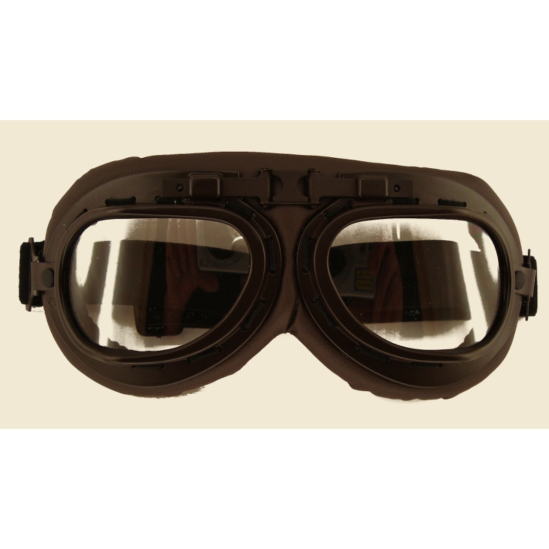 Occhiale moto vintage trasparente ecopel