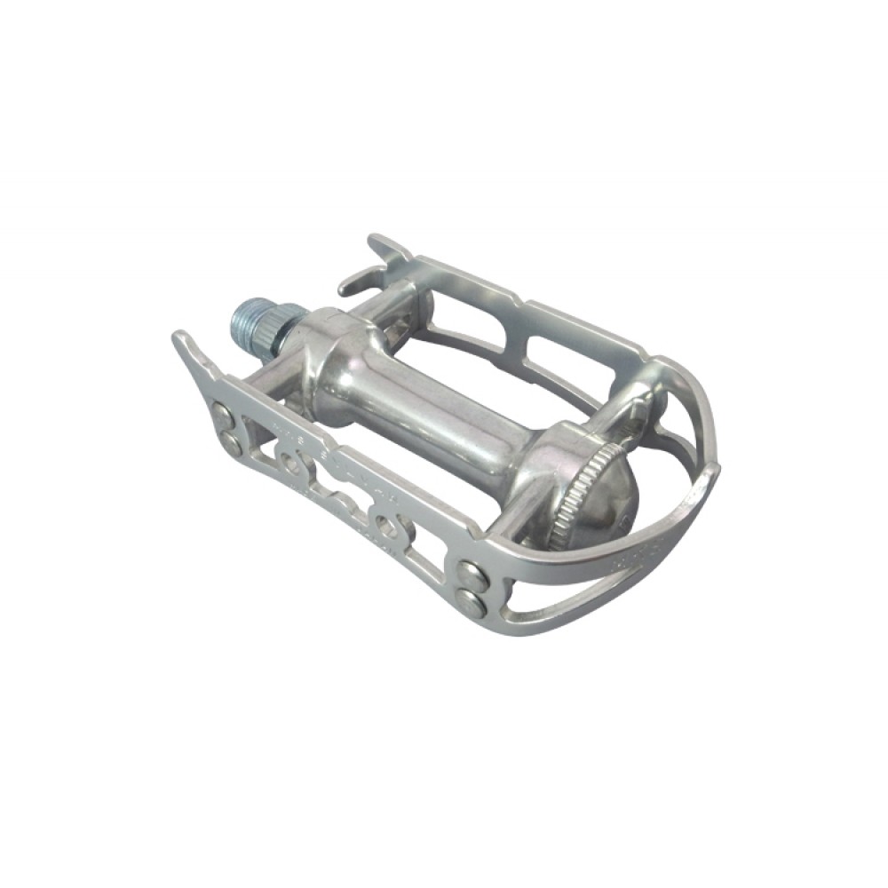 Pédales De Course Vintage Avec Cale-pieds Rapides - Aluminium Argenté - Occasion En état De Marche